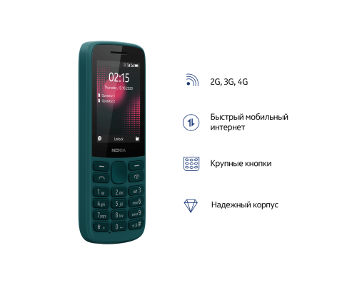 Телефон сотовый Nokia NOKIA 215 DS TA-1272 CYAN