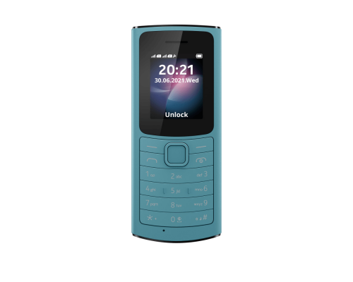 Телефон сотовый Nokia NOKIA 110 DS TA-1386 4G AQUA, 1.8'', 1 Core, 128MB + 48MB (ROM/RAM), 2 Sim, LTE + GSM/GPRS/WCDMA, Micro-USB, 1020mAh, 104,7g, 121x50x14,5