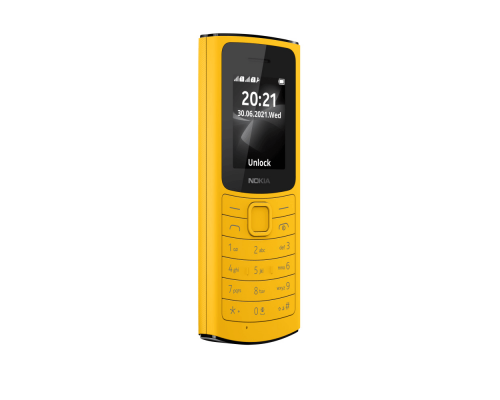 Телефон сотовый Nokia Nokia 110 DS TA-1386 Yellow, 1.8'', 1 Core, 48 МБ, 128MB, up to 32GB flash, 2 Sim, LTE, Micro-USB, 1020mAh, S30+, 84,5 г, 121 ммx50 ммx14,5 мм, FM-radio