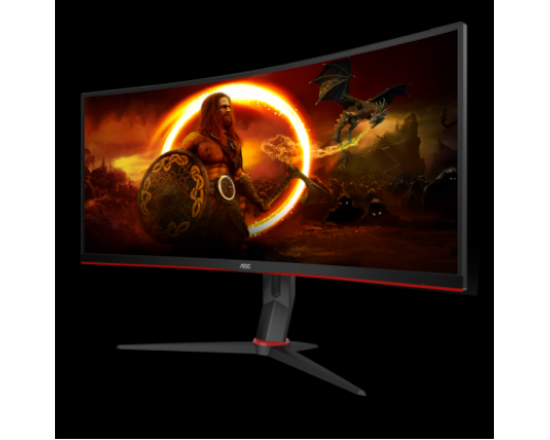 Монитор жидкокристаллический AOC Монитор LCD 34'' [21:9] 3440x1440(UWQHD) VA, Curved, nonGLARE, 300cd/m2, H178°/V178°, 3000:1, 80M:1, 16.7M, 1ms, VGA, 2xHDMI, DP, USB-Hub, Height adj, Tilt, Swivel, Speakers, 3Y, Black