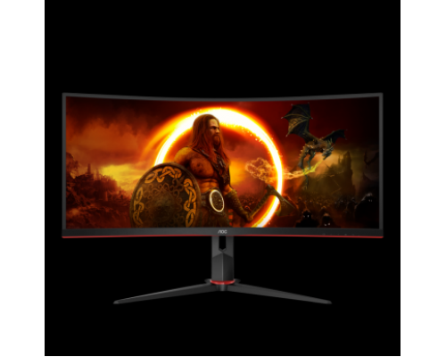 Монитор жидкокристаллический AOC Монитор LCD 34'' [21:9] 3440x1440(UWQHD) VA, Curved, nonGLARE, 300cd/m2, H178°/V178°, 3000:1, 80M:1, 16.7M, 1ms, VGA, 2xHDMI, DP, USB-Hub, Height adj, Tilt, Swivel, Speakers, 3Y, Black