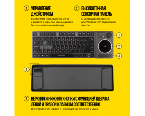 Игровая клавиатура Corsair Gaming™ K83 Wireless Entertainment Keyboard, Backlit White LED (Russian)