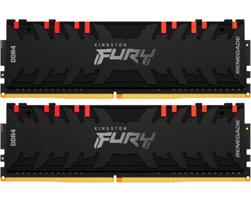 Модуль памяти KINGSTON Fury Gaming DDR4 Общий объём памяти 16Гб Module capacity 8Гб Количество 2 3600 МГц Радиатор Множитель частоты шины 16 1.35 В RGB черный KF436C16RBAK2/16