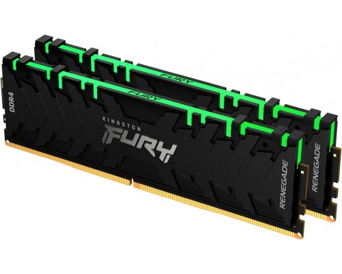 Модуль памяти KINGSTON Fury Gaming DDR4 Общий объём памяти 16Гб Module capacity 8Гб Количество 2 3600 МГц Радиатор Множитель частоты шины 16 1.35 В RGB черный KF436C16RBAK2/16