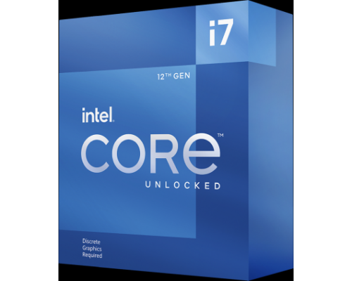 Процессор Core i7-12700KF BOX (Alder Lake, Intel 7, C12(4EC/8PC)/T20, Base 2,70GHz(EC), Performance 3,60GHz(PC), Turbo 4,90GHz, Max Turbo 5,00GHz, Without Graphics, L2 12Mb, Cache 25Mb, Base TDP 125W, Turbo TDP 190W, w/o cooler, S1700)