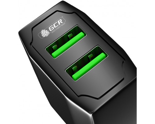 GCR Сетевое зарядное устройство на 2 USB порта 3.1 A, черное, GCR-51982