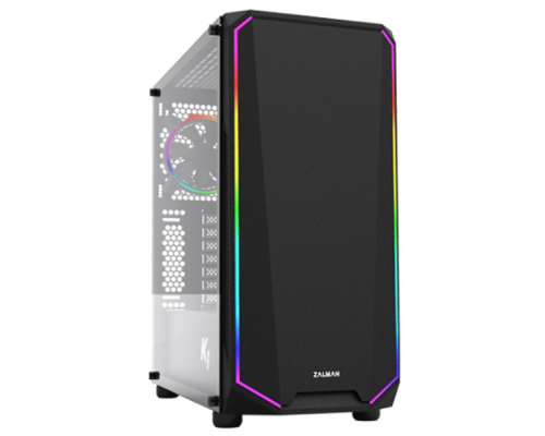 Корпус ZALMAN K1 Rev.B, ATX, BLACK, WINDOW, EDGE RGB DESIGN, 2x3.5