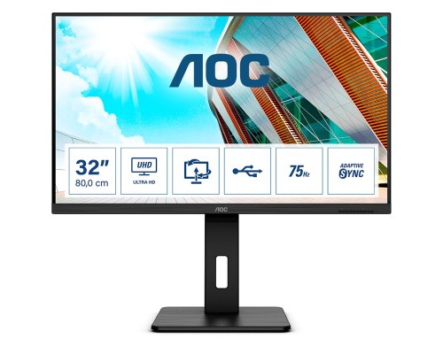 Монитор LCD 31.5'' [16:9] 3840x2160(UHD 4K) VA, nonGLARE, 350cd/m2, H178°/V178°, 3000:1, 50M:1, 16.7M, 4ms, VGA, 2xHDMI, DP, USB-Hub, Height adj, Tilt, Swivel, Speakers, Audio out, 3Y, Black