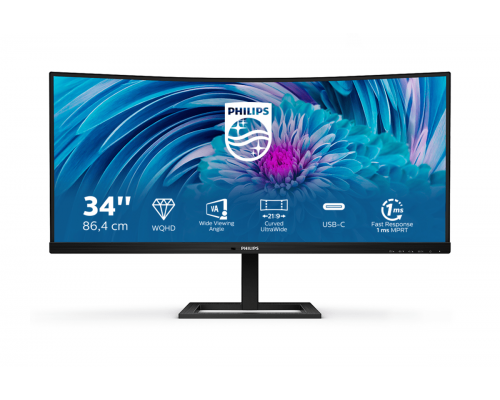 Монитор LCD 34'' [21:9] 3440x1440(UWQHD) VA, Curved, nonGLARE, 300cd/m2, H178°/V178°, 3000:1, 80M:1, 16,7 миллионов цветов, 4ms, HDMI, DP, USB-Hub, Height adj, Tilt, Swivel, Speakers, 3Y, Black