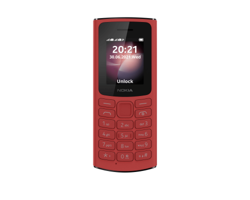 Телефон NOKIA 105 DS TA-1378 4G RED, 1.8'', 1 Core, 48 МБ, 128MB, 2 Sim, LTE, Micro-USB, 1020mAh, S30+, 80,2 г, 121x50x14,5