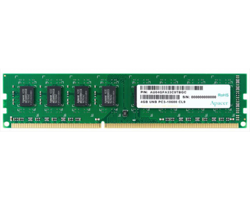 Память Apacer  DDR3   4GB  1333MHz UDIMM (PC3-10600) CL9 1.5V (Retail) 512*8 (AU04GFA33C9TBGC/DL.04G2J.K9M)