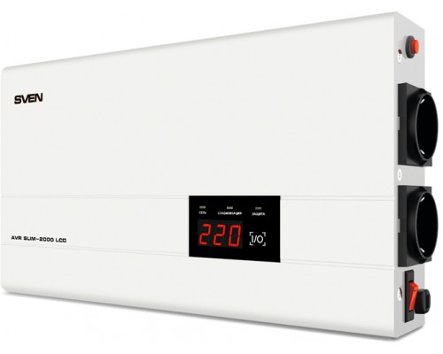 Стабилизатор SVEN AVR SLIM-2000 LCD, Relay, 1200W, 2000VA, 140-260v, the function 