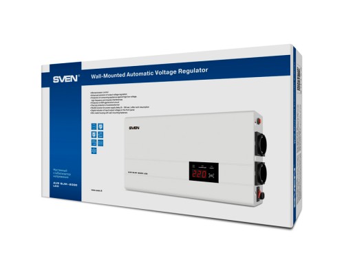 Стабилизатор SVEN AVR SLIM-2000 LCD, Relay, 1200W, 2000VA, 140-260v, the function 