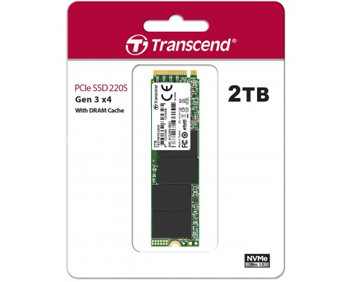 Накопитель Transcend MTE220S SSD 2TB, 3D TLC, M.2 (2280), PCIe Gen 3.0 x4, NVMe, R3500/W2700, TBW 4400