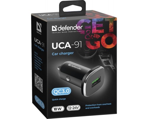 Автомобильное ЗУ Defender UCA-91 USB QC3.0, 18W