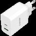 Адаптер питания Canyon, PD 20W/QC3.0 18W WALL Charger with 1-USB A+ 1-USB-C   Input: 100V-240V, Output: 1 port charge: USB-C:PD 20W (5V3A/9V2.22A/12V1.67A) , USB-A:QC3.0 18W (5V3A/9V2.0A/12V1.5A), 2 port charge: common charge,  total 5V, 3.4A, Eu plu