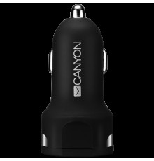 Адаптер питания CANYON C-04 Universal 2xUSB car adapter, Input 12V-24V, Output 5V-2.4A, with Smart IC, black rubber coating with silver electroplated ring, 59.5*28.7*28.7mm, 0.019kg                                                                     