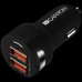 Адаптер питания CANYON C-04 Universal 2xUSB car adapter, Input 12V-24V, Output 5V-2.4A, with Smart IC, black rubber coating with silver electroplated ring, 59.5*28.7*28.7mm, 0.019kg