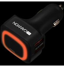 Адаптер питания CANYON C-05 Universal 4xUSB car adapter, Input 12V-24V, Output 5V-4.8A, with Smart IC, black rubber coating + orange LED, 71.8*38.8*33mm, 0.034kg                                                                                         