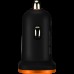 Адаптер питания CANYON C-02 Universal 2xUSB car adapter, Input 12V-24V, Output 5V-2.1A, with Smart IC, black rubber coating with orange electroplated ring(without LED backlighting), 51.8*31.2*26.2mm, 0.016kg