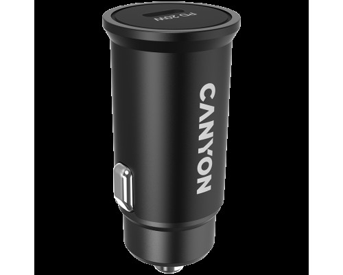 Адаптер питания Canyon, PD 20W Pocket size car charger, input: DC12V-24V, output: PD20W, support iPhone12 PD fast charging, Compliant with CE RoHs , Size: 50.6*23.4*23.4, 18g, Black