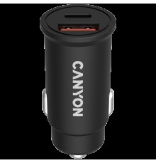 Адаптер питания Canyon, PD 30W/QC3.0 18W Pocket size car charger  with 1-USB A+ 1-USB-C Input: DC12V-24V, Output: USBC: PD30W( 5V3A/9V3A/12V2.5A/15V2A/20V1.5A),USB-A:QC3.0 18W (5V3A                                                                     