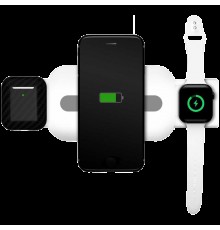 Беспроводное зарядное устройство 3 в 1: Зарядка для мобильных устройств, AirPods и Apple Watch по Qi-стандарту. Быстрая зарядка QC 3.0                                                                                                                    
