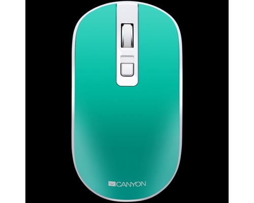 Мышь CANYON MW-18 2.4GHz Wireless Rechargeable Mouse with Pixart sensor, 4keys, Silent switch for right/left keys,DPI: 800/1200/1600, Max. usage 50 hours for one time full charged, 300mAh Li-poly battery,, Aquamarine, cable length 0.56m, 116.4*63.3*3