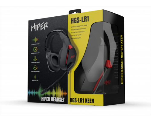 Гарнитура компьютерная игровая HIPER HGS-LR1 Black (Стерео, 50мм, mini-jack 3.5мм, регулировка оголовья, кабель 2м, черный)