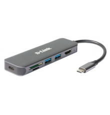 Хаб D-Link DUB-2327/A1A, USB-C Docking Station, 2xUSB3.0 + USB-C/PD3.0 + HDMI, SD/microSD Card Reader                                                                                                                                                     