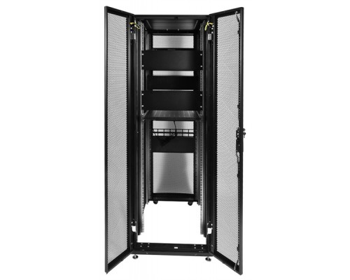 Шкаф серверный ПРОФ напольный 42U (600x1200) дверь перфор., задние двойные перфор., черный, в сборе
