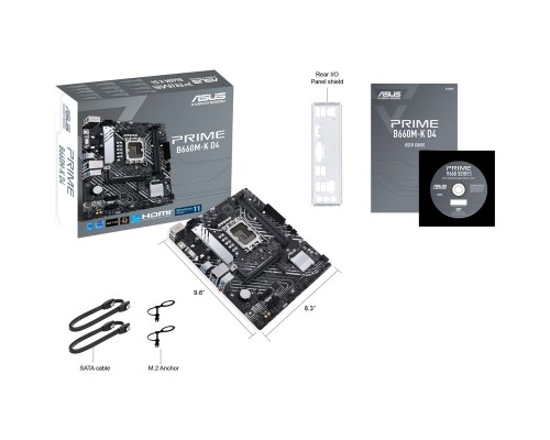 Материнская плата ASUS PRIME B660M-K D4, LGA1700, B660, 2*DDR4, D-Sub + HDMI, SATA3 + RAID, Audio, Gb LAN, USB 3.2*6, USB 2.0*6, COM*1 header (w/o cable), mATX; 90MB1950-M0EAY0