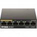 Неуправляемый коммутатор D-Link DSS-100E-6P/A1A, L2 Unmanaged Surveillance Switch with 6 10/100Base-TX ports(4 PoE ports 802.3af/802.3at (30 W), PoE Budget 55 W, up to 250 m power delivery).1K Mac address, 6kV Surge protecti