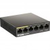 Неуправляемый коммутатор D-Link DSS-100E-6P/A1A, L2 Unmanaged Surveillance Switch with 6 10/100Base-TX ports(4 PoE ports 802.3af/802.3at (30 W), PoE Budget 55 W, up to 250 m power delivery).1K Mac address, 6kV Surge protecti