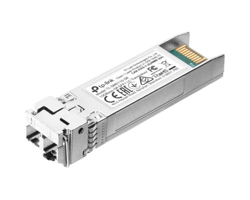 Трансивер TP-Link SFP+ модуль 10 Гбит/с, разъём LC, 50/125 мкм или 62,5/125 мкм многомод, длина волны 850 нм, дальность до 300 м.