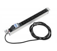 Блок розеток Rem-16 с авт. 16А, 6 IEC 60320 C19, 16A, алюм., 19