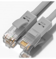 Патчкорд GCR  прямой 8.0m UTP кат.5e, серый, позолоченные контакты, 24 AWG, литой, ethernet high speed 1 Гбит/с, RJ45, T568B, GCR-51512                                                                                                                   