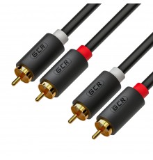 Кабель GCR 15.0m аудио 2 х RCA / 2 х RCA , GOLD, черный, GCR-53112                                                                                                                                                                                        