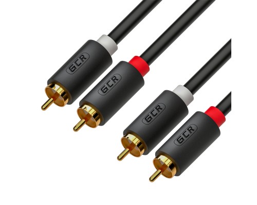 Кабель GCR 15.0m аудио 2 х RCA / 2 х RCA , GOLD, черный, GCR-53112