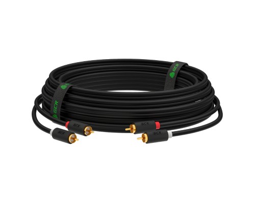 Кабель GCR 15.0m аудио 2 х RCA / 2 х RCA , GOLD, черный, GCR-53112