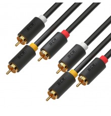 Кабель GCR 3.0m аудио 3 х RCA / 3 х RCA , GOLD, черный, GCR-51821                                                                                                                                                                                         