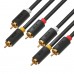 Кабель GCR 3.0m аудио 3 х RCA / 3 х RCA , GOLD, черный, GCR-51821