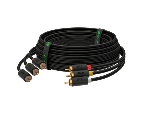 Кабель GCR 3.0m аудио 3 х RCA / 3 х RCA , GOLD, черный, GCR-51821