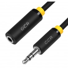 Удлинитель аудио GCR 5.0m jack 3,5mm/jack 3,5mm черный, желтая окантовка, ультрагибкий, 28AWG, M/F, Premium GCR-STM1114-5.0m, экран, стерео                                                                                                               