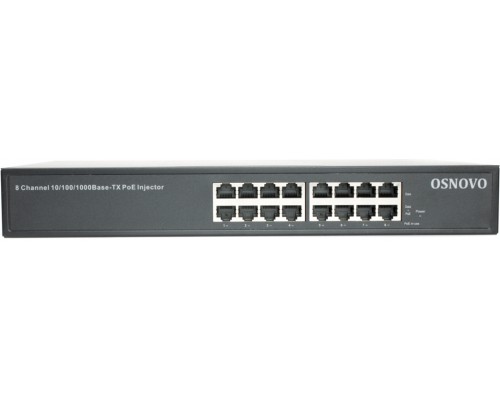 OSNOVO PoE-инжектор Gigabit Ethernet на 8 портов, PoE на порт - до 30W, суммарно до 150W