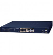 PoE-коммутатор PLANET IPv6/IPv4, 16-Port Managed 802.3at POE+ Gigabit Ethernet Switch + 2-Port 100/1000X SFP (220W)                                                                                                                                       