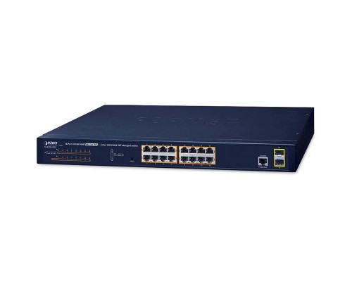 PoE-коммутатор PLANET IPv6/IPv4, 16-Port Managed 802.3at POE+ Gigabit Ethernet Switch + 2-Port 100/1000X SFP (220W)