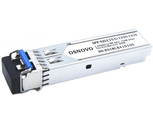 Трансивер OSNOVO SFP Модуль SM, два волокна, разъем 2*LC, 1,25 Гбит/c, до 20км, Tx:1310/Rx:1310, DDM