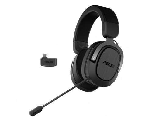 Гарнитура ASUS TUF Gaming H3 Wireless беспроводная, звук 7.1, 20-20000 Гц, 32 Ом, 2.4 ГГц/USB-C, 50-10000 Гц, -40 дБ, черная/серая