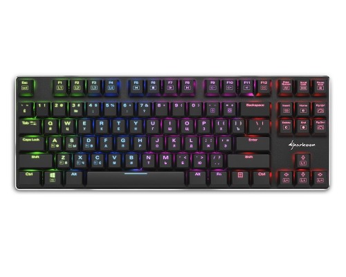 Клавиатура Sharkoon PureWriter TKL RGB Blue проводная, механическая, USB, Kailh Blue, подсветка RGB, цвет  черный